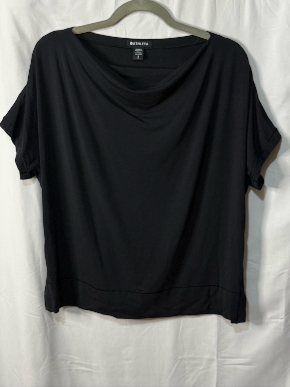 Athleta Black Draped Short-Sleeve Tee